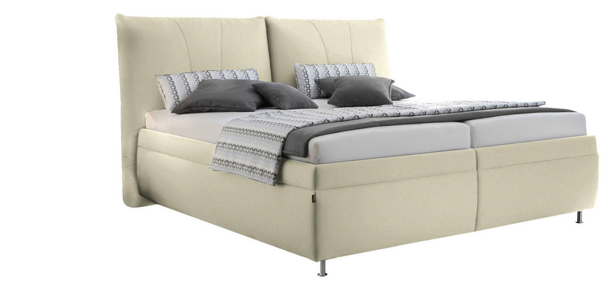 POLSTERBETT 160/200 cm  in Creme  - Weiss/Silberfarben, Konventionell, Holz/Textil (160/200cm) - Dieter Knoll