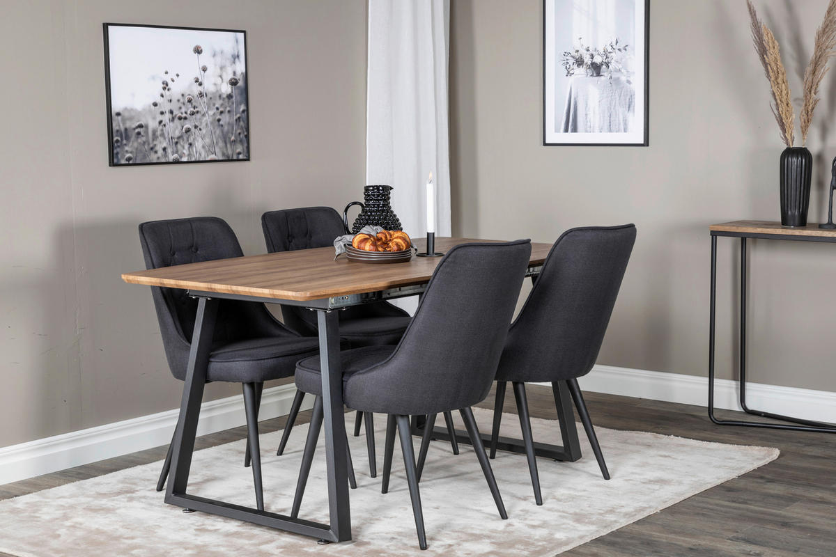 MATBORD i trä, metall 160-200/85/75 cm   - brun/svart, Design, metall/trä (160-200/85/75cm) - Livetastic