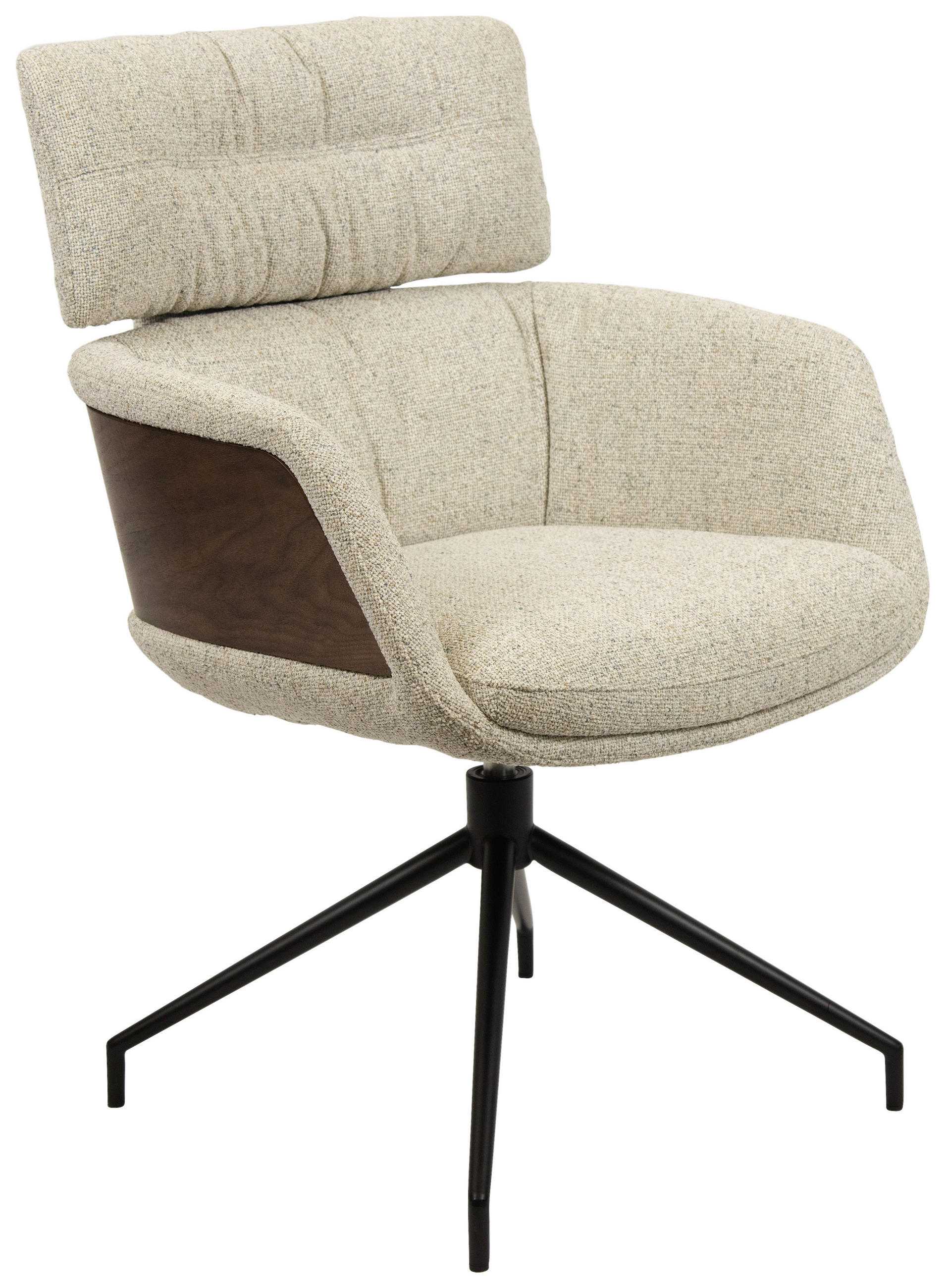 ARMLEHNSTUHL  in Eisen Webstoff  - Beige/Walnussfarben, Design, Holz/Textil (62/92/66cm) - Dieter Knoll