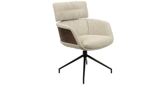 ARMLEHNSTUHL  in Eisen Webstoff  - Beige/Walnussfarben, Design, Holz/Textil (62/92/66cm) - Dieter Knoll