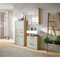 BADEZIMMER 4-teilig  in 145 cm  - Salbeigrün/Schwarz, Trend, Glas/Holzwerkstoff (145cm) - MID.YOU