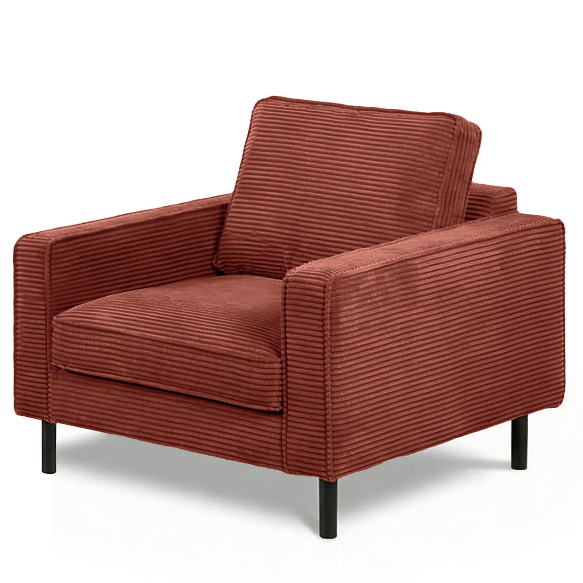 SESSEL in Cord Rot  - Rot/Schwarz, Design, Textil/Metall (88/85/92cm) - Livetastic