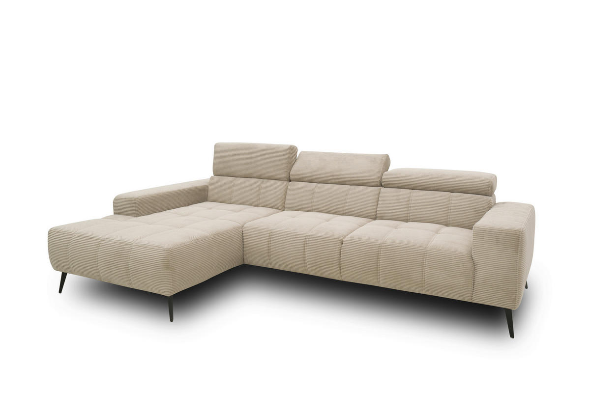 ECKSOFA TRENTO Taupe Mikrofaser  - Taupe/Dunkelgrau, MODERN, Textil/Metall (287/175cm) - MID.YOU