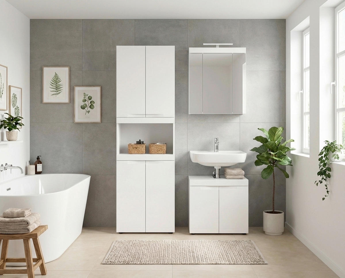 KOUPELNA bílá  - bílá/černá, Trend, kompozitní dřevo/plast (135cm) - MID.YOU
