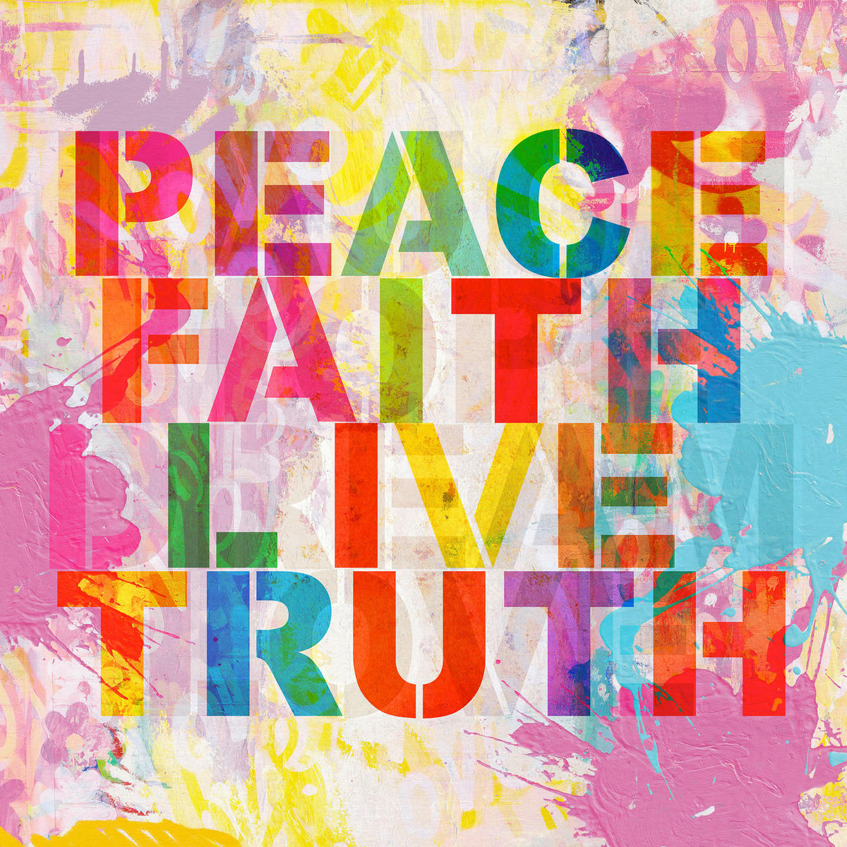 KUNSTDRUCK Text 40/40 cm  - Pink/Grün, Trend, Holz/Kunststoff (40/40cm) - Monee