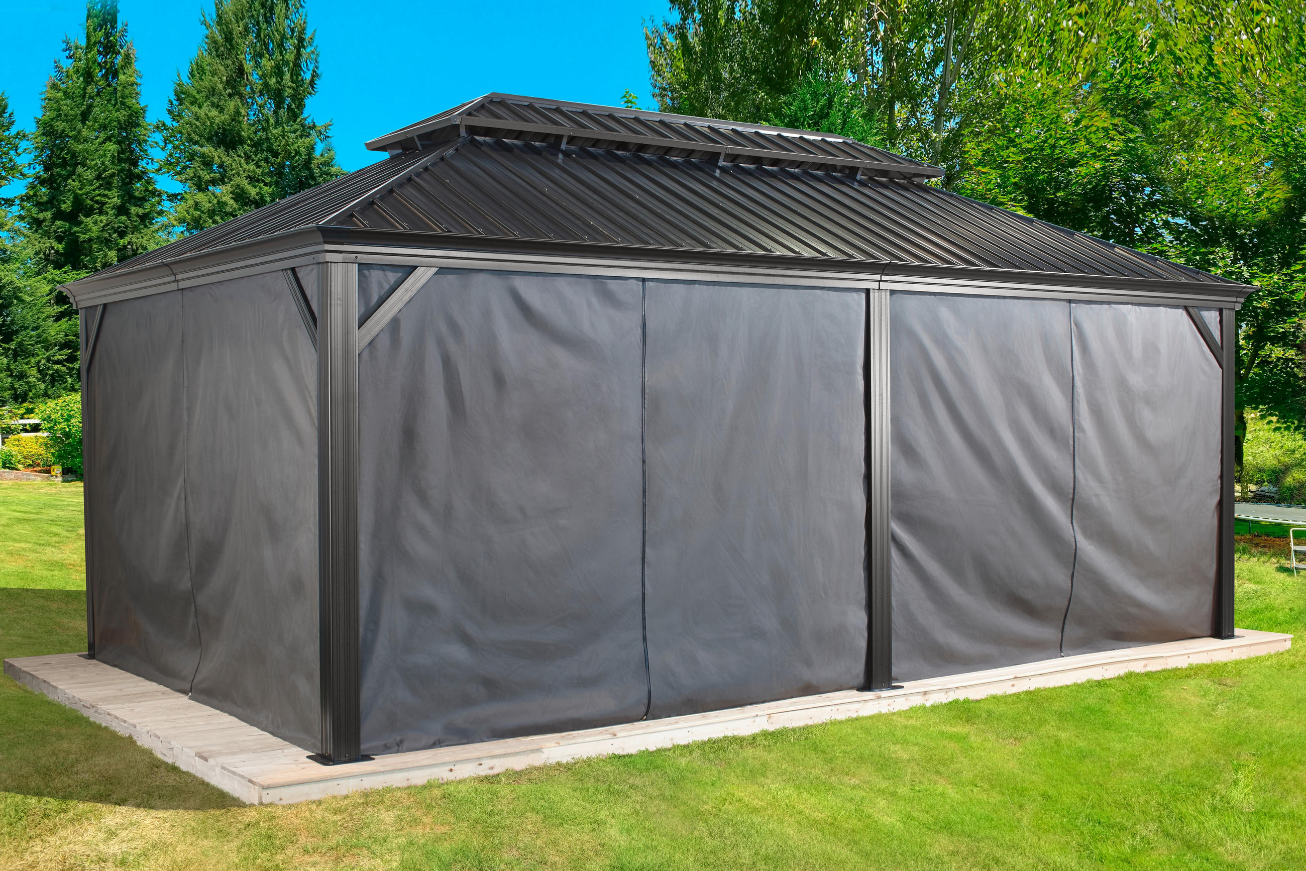 PERGOLA-SEITENTEIL   - Dunkelgrau, Basics, Textil