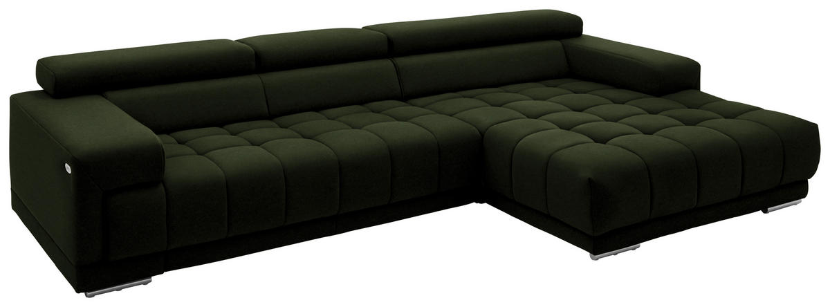 ECKSOFA Mikrofaser Waldgrün  - Waldgrün/Silberfarben, Design, Textil/Metall (335/190cm) - Beldomo Speed