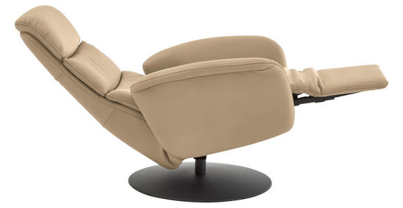 RELAXSESSEL in Leder Beige  - Beige/Schwarz, Design, Leder/Metall (76/108/86cm) - Dieter Knoll