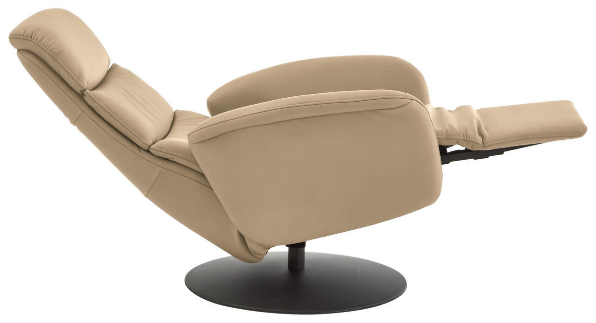 RELAXSESSEL in Leder Beige  - Beige/Schwarz, Design, Leder/Metall (76/108/86cm) - Dieter Knoll