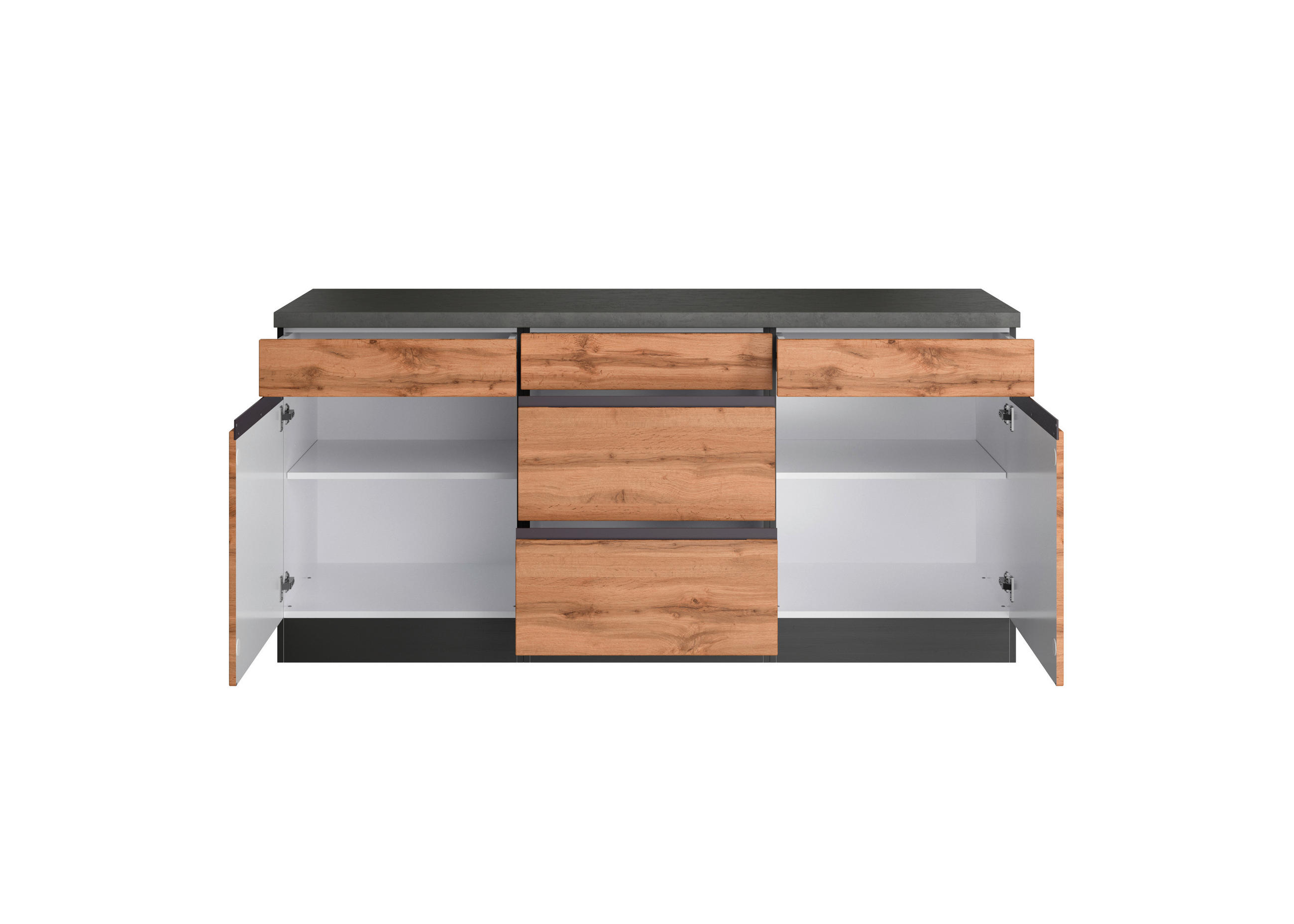 KÜCHENUNTERSCHRANK 180/86/60 cm  in Graphitfarben, Eiche Wotan  - Eiche Wotan/Graphitfarben, Design, Holzwerkstoff (180/86/60cm) - Held