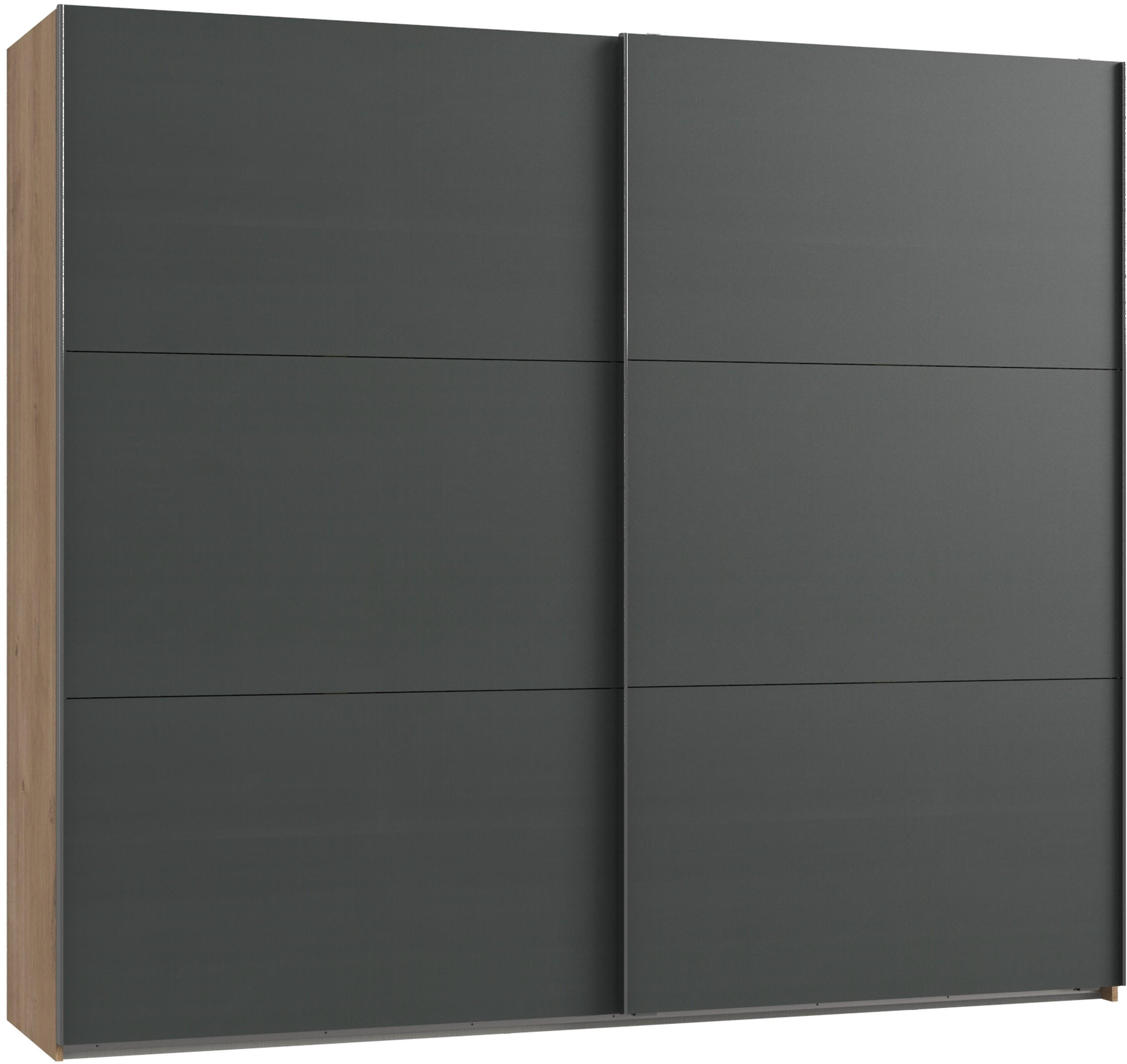 SCHWEBETÜRENSCHRANK in Graphitfarben, Eichefarben  - Chromfarben/Eichefarben, Modern, Holzwerkstoff (250/216/65cm) - MID.YOU