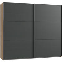 SCHWEBETÜRENSCHRANK in Graphitfarben, Eichefarben  - Chromfarben/Eichefarben, Modern, Holzwerkstoff (200/216/65cm) - MID.YOU