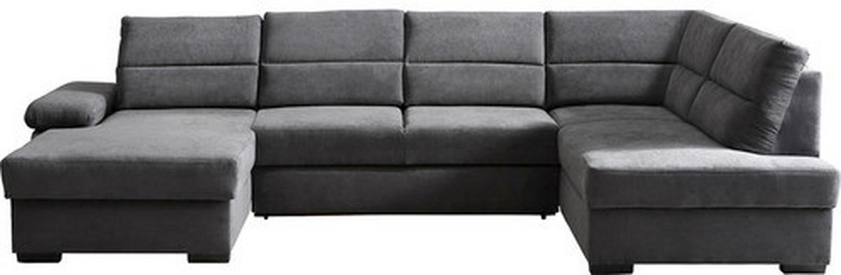WOHNLANDSCHAFT inkl.Funktionen Anthrazit Flachgewebe  - Anthrazit/Dunkelbraun, KONVENTIONELL, Kunststoff/Textil (166/319/183cm) - Cantus