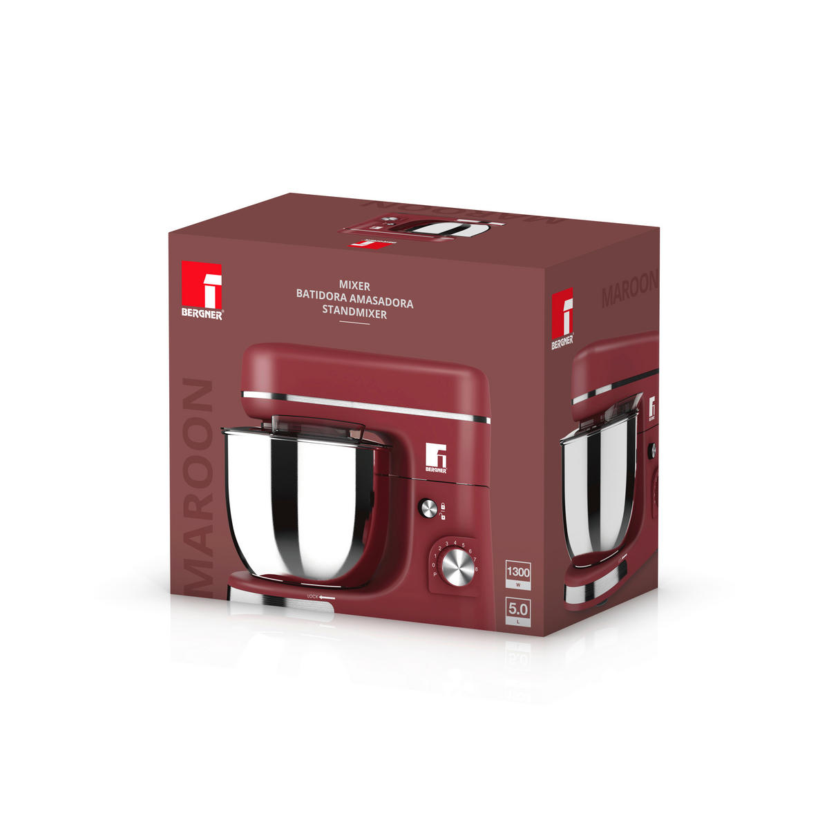 KÜCHENMASCHINE MAROON  - Silberfarben/Dunkelrot, Basics, Kunststoff/Metall (38,5/23/34,5cm) - BERGNER
