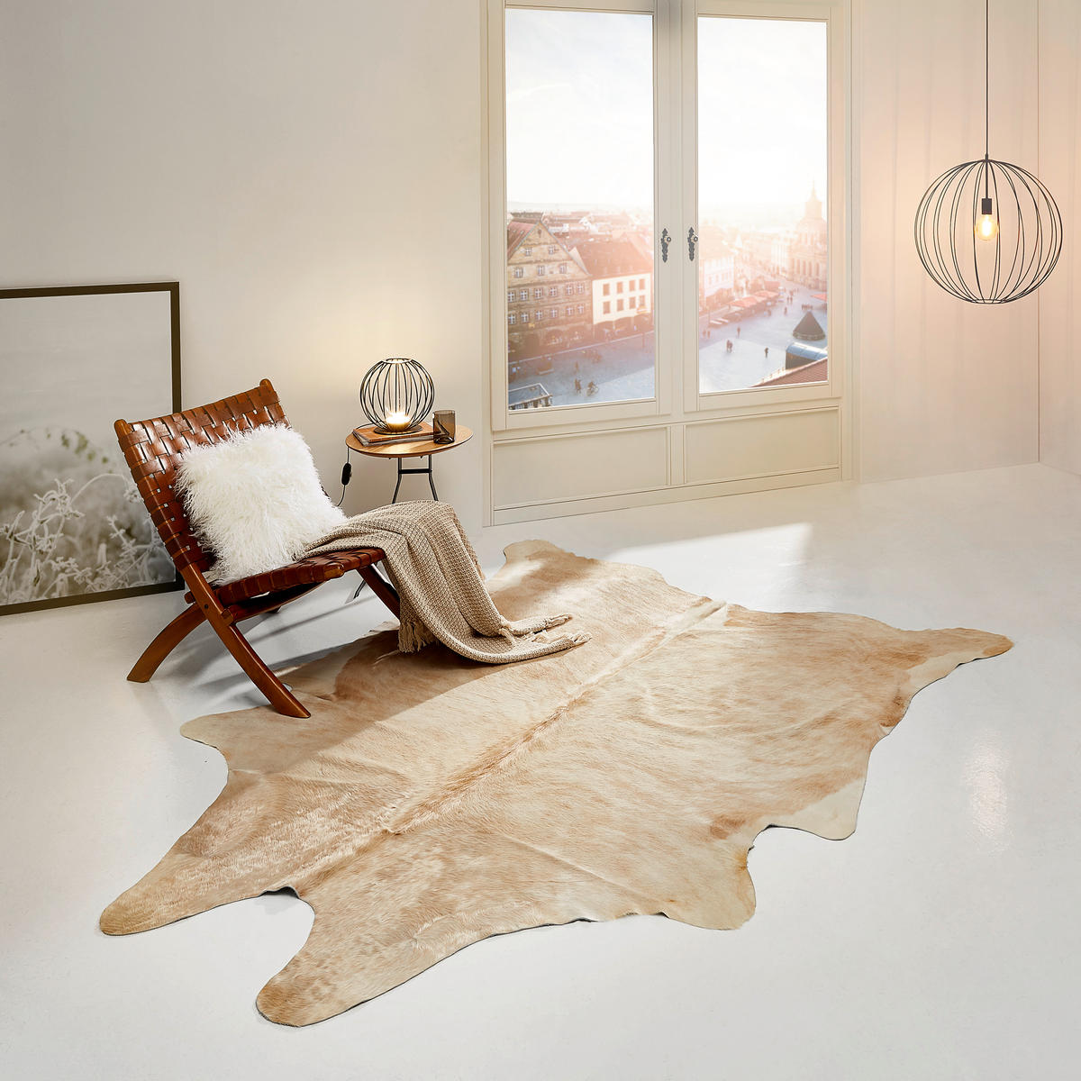 HOVĚZÍ KOŽEŠINA, hnědá, černá, béžová - černá/hnědá, Trend, kožešina/kůže (2-3qm) - Linea Natura