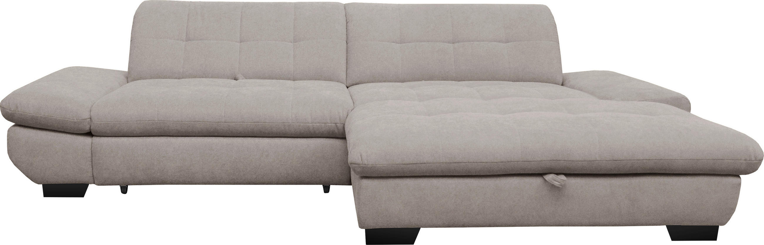 ECKSOFA in Mikrofaser Hellgrau  290/198 cm  - Hellgrau/Schwarz, Design, Textil/Metall (290/198cm) - Xora