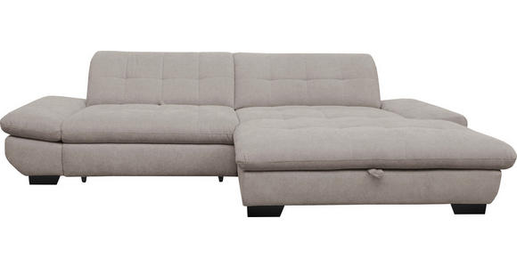 ECKSOFA  in Mikrofaser Hellgrau  290/198 cm  - Hellgrau/Schwarz, Design, Textil/Metall (290/198cm) - Xora