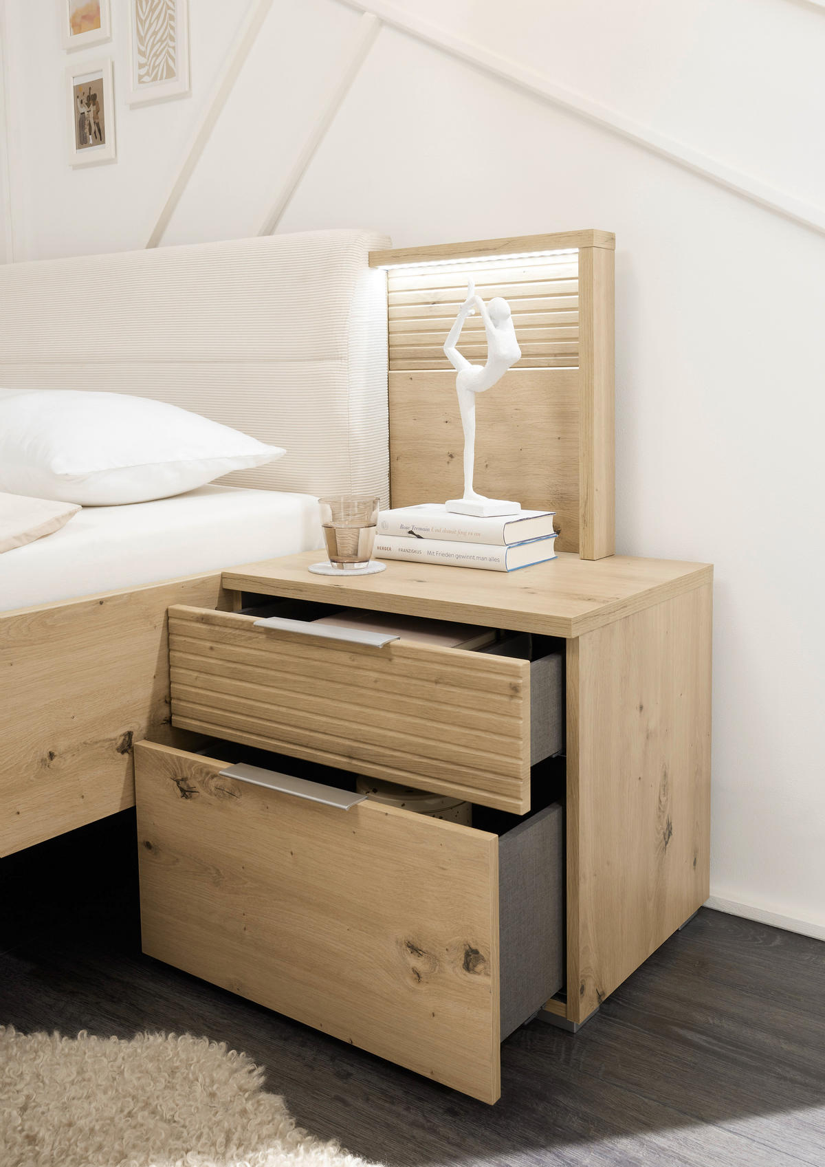 BETTANLAGE 180/200 cm  in Eiche Artisan, Beige  - Beige/Eiche Artisan, KONVENTIONELL, Holzwerkstoff/Textil (180/200cm) - Ti'me