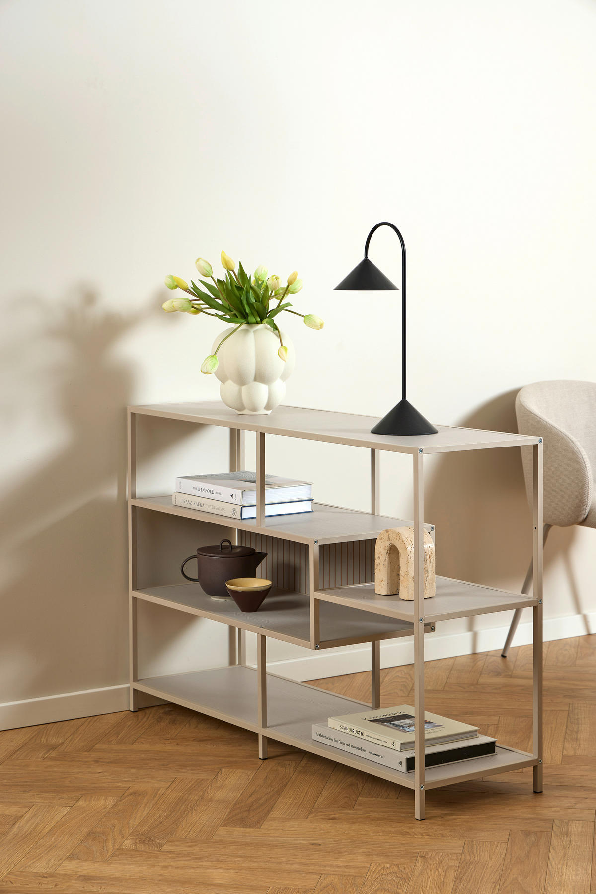 REGAL  114/78/35 cm Grau  - Schwarz/Grau, Modern, Holzwerkstoff/Kunststoff (114/78/35cm)