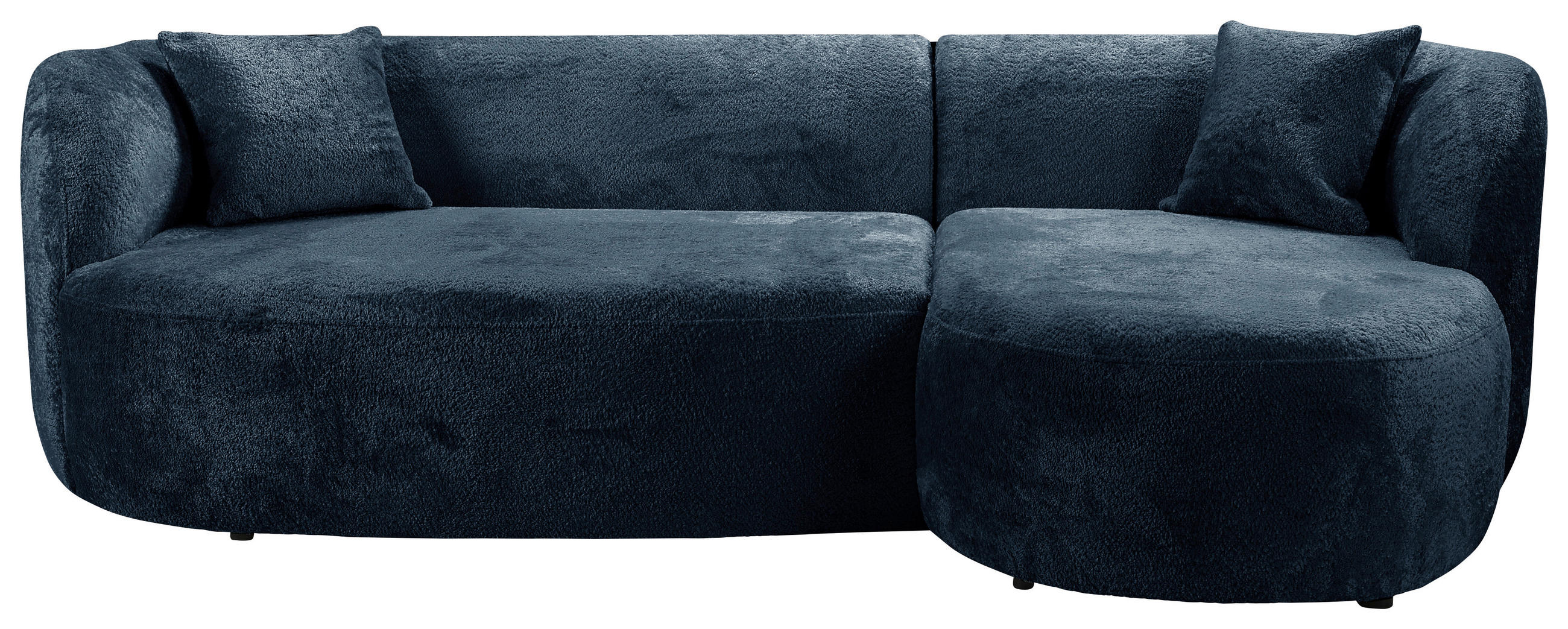 ECKSOFA in Bouclé Blau  264/143 cm  - Blau/Schwarz, Design, Kunststoff/Textil (264/143cm) - MID.YOU