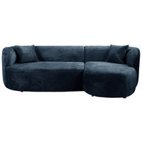 ECKSOFA in Bouclé Blau  - Blau/Schwarz, Design, Kunststoff/Textil (264/143cm) - MID.YOU