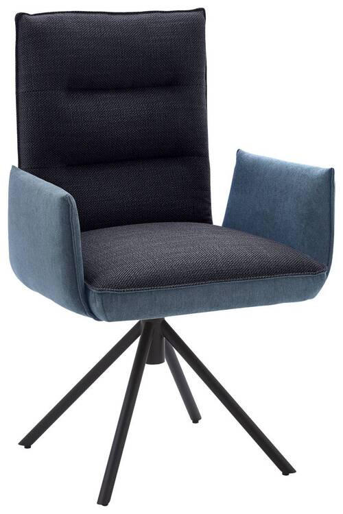 ARMLEHNSTUHL  in Flachgewebe  - Blau/Schwarz, Design, Textil/Metall (59/93/59cm) - Dieter Knoll