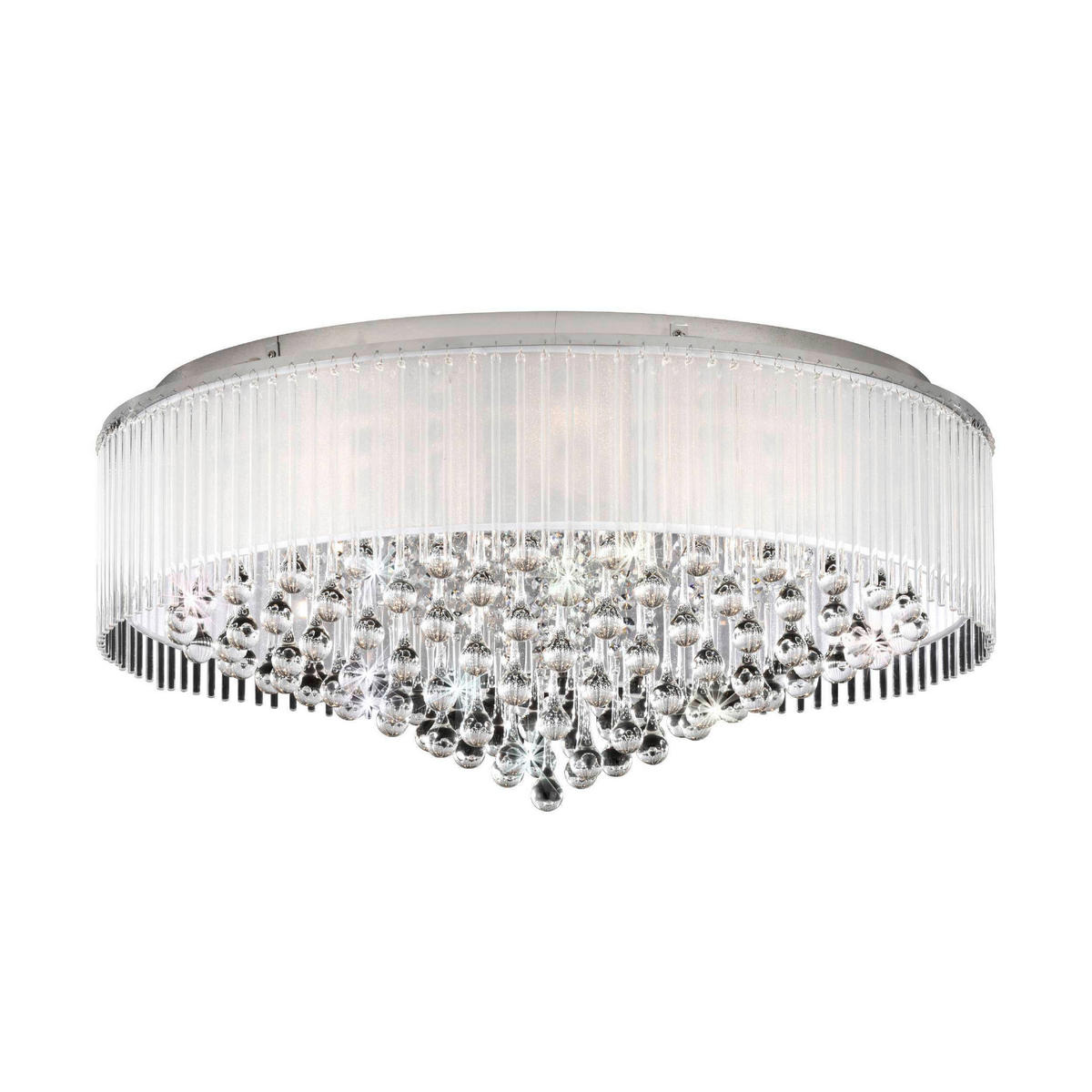 LED-DECKENLEUCHTE 77,5/36,5 cm   - Chromfarben, KONVENTIONELL, Glas/Metall (77,5/36,5cm) - Eglo