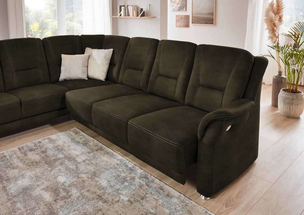 ECKSOFA in Mikrofaser Grün  223/275 cm  - Beige/Alufarben, KONVENTIONELL, Textil/Metall (223/275cm) - Beldomo Comfort