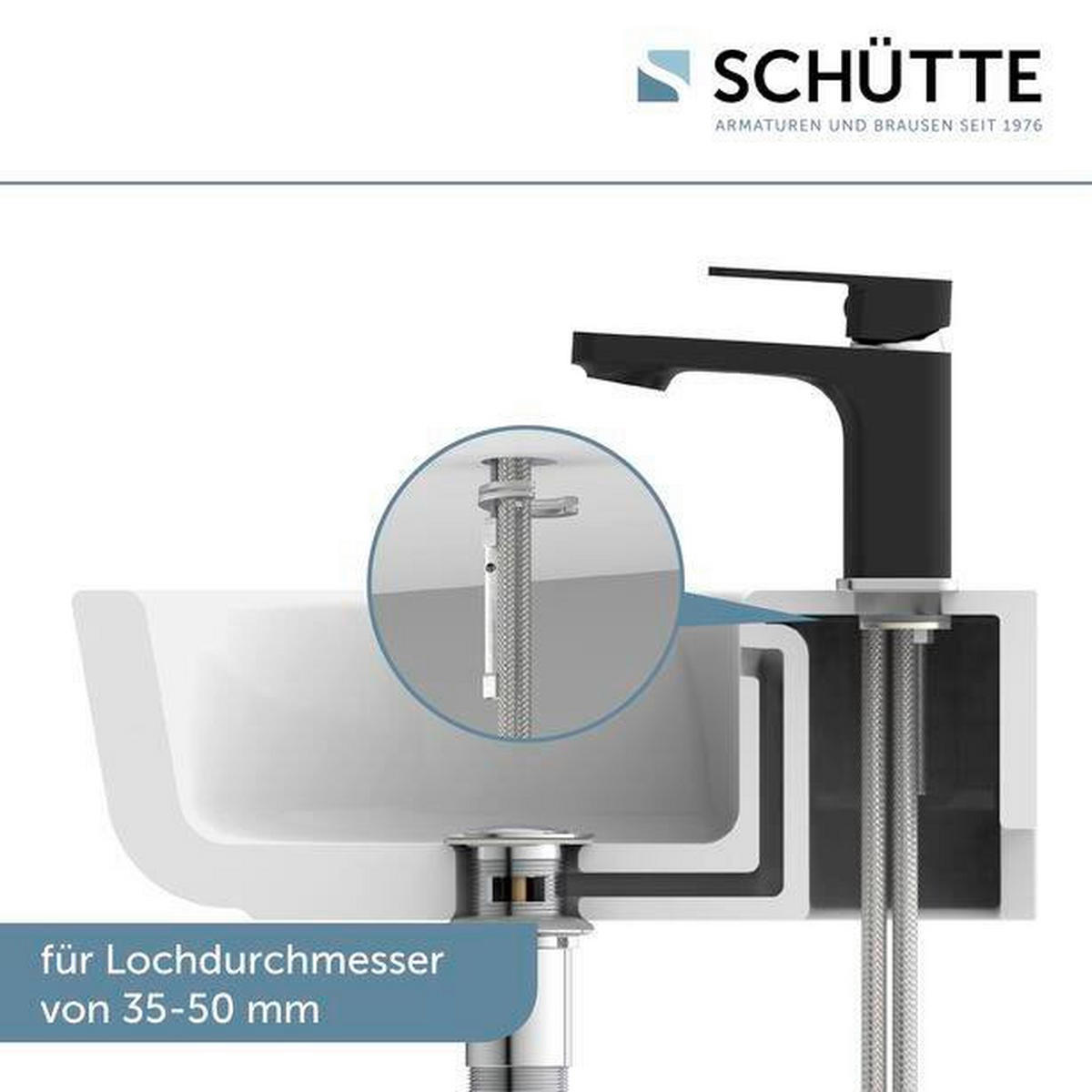 WASCHTISCHARMATUR MADAGASKAR  - Chromfarben/Schwarz, Basics, Metall (5,5/16/16cm) - Schütte