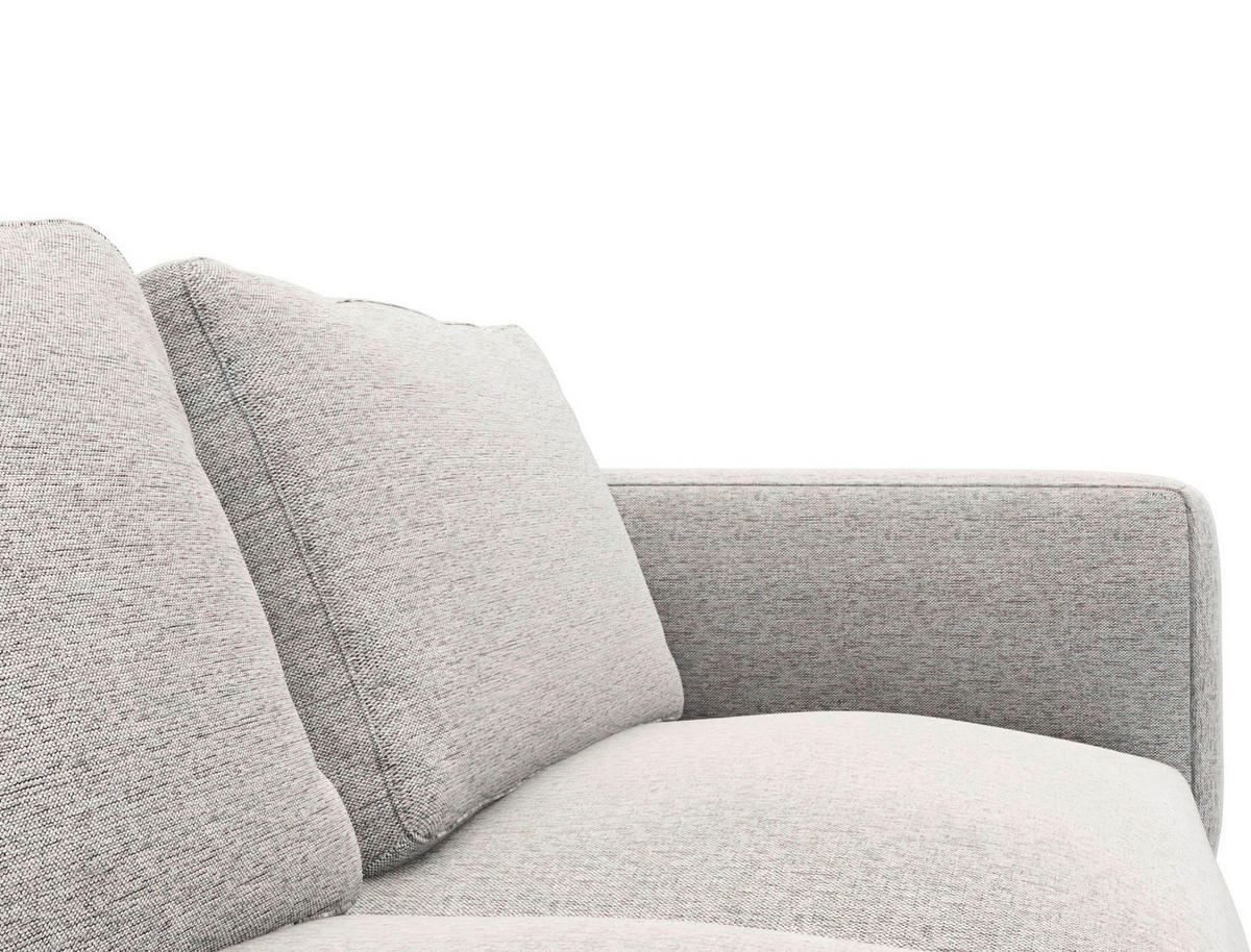 ECKSOFA Hellgrau Webstoff, Flachgewebe  - Hellgrau/Schwarz, Design, Textil/Metall (148/303cm) - Livetastic