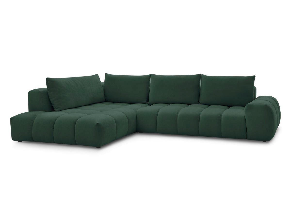 ECKSOFA Ottomane links  EVEREST Grün Struktur  - Schwarz/Grün, MODERN, Kunststoff/Textil (210/352cm) - Livetastic