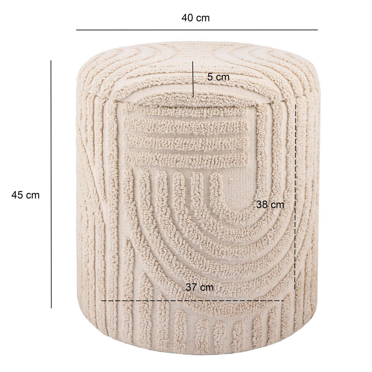 HOCKER in Textil Beige  - Beige, Basics, Textil (40/45/40cm) - Livetastic