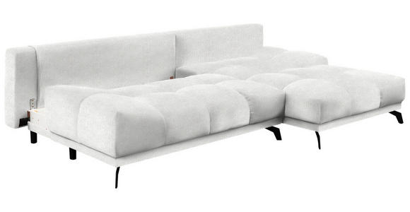 ECKSOFA in Chenille Ecru  - Ecru/Schwarz, MODERN, Textil/Metall (290/182cm) - Hom`in