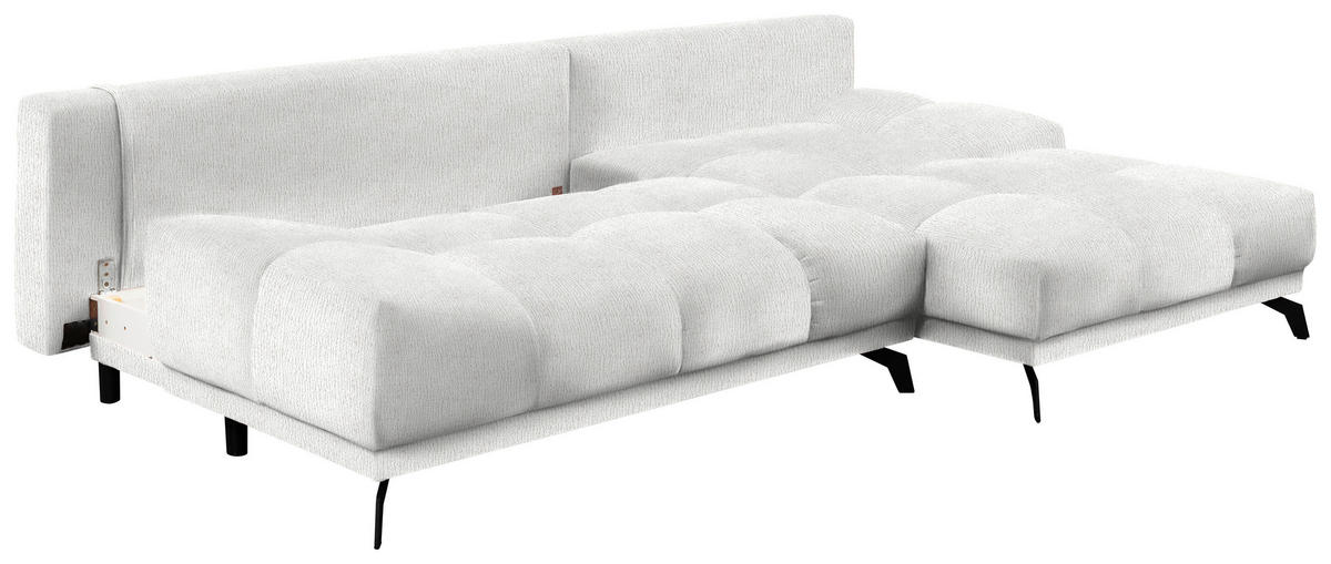 ECKSOFA in Chenille Ecru  - Ecru/Schwarz, Modern, Textil/Metall (290/182cm) - Hom`in