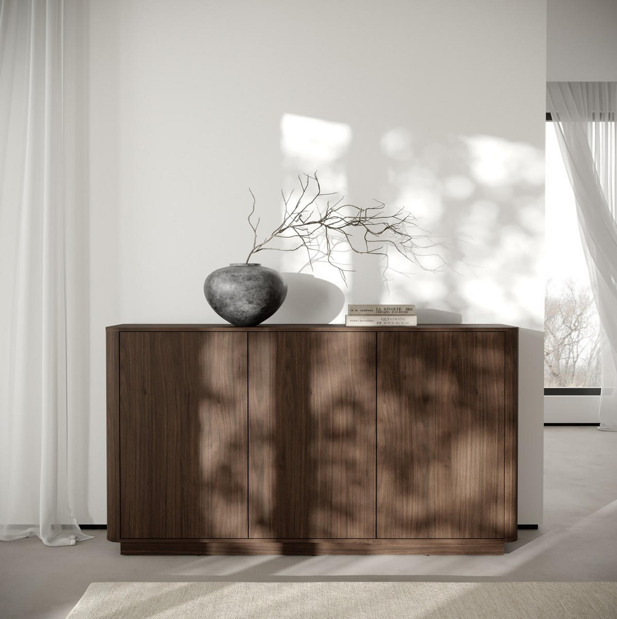 KOMMODE , 164,4/101,2/40 cm,  - Walnussfarben, Design, Holzwerkstoff (164,4/101,2/40cm) - Livetastic