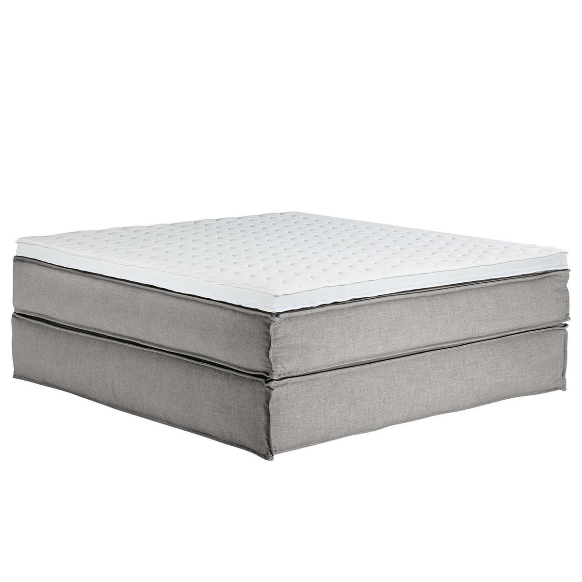 BOXSPRINGBETT 180/200 cm  in Hellgrau  - Hellgrau/Schwarz, Design, Textil (180/200cm) - home24