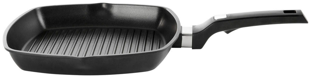 GRILOVACIA PANVICA  nepriľnavý povrch Greblon®  28/28 cm  - čierna/farba ušľachtilej ocele, Basics, kov/plast (28/28cm) - Homeware Profession.