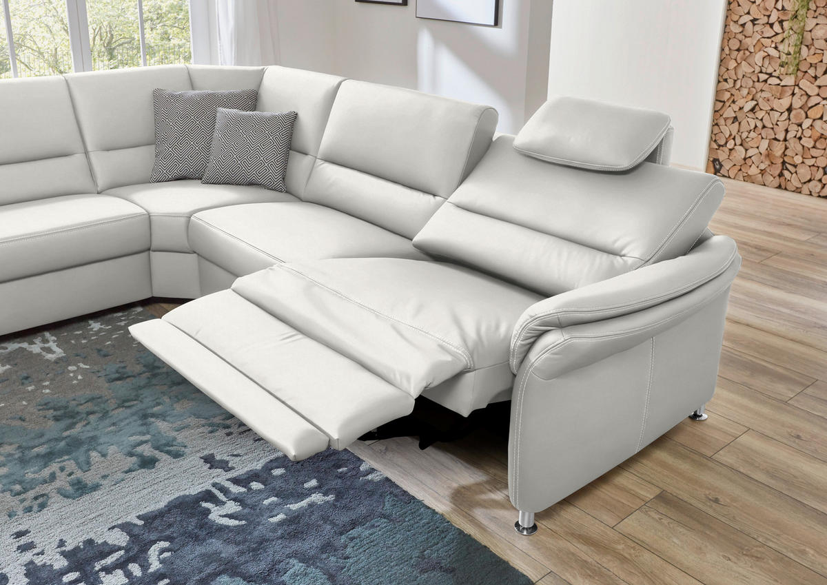 ECKSOFA in Echtleder Weiss  - Weiss/Beige, Design, Leder/Metall (249/288cm) - Beldomo Premium