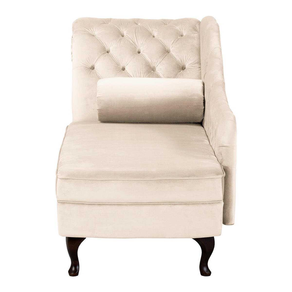 RÉCAMIERE Pako in Samt Creme  - Creme/Braun, Design, Holz/Textil (185/93/75cm) - Livetastic