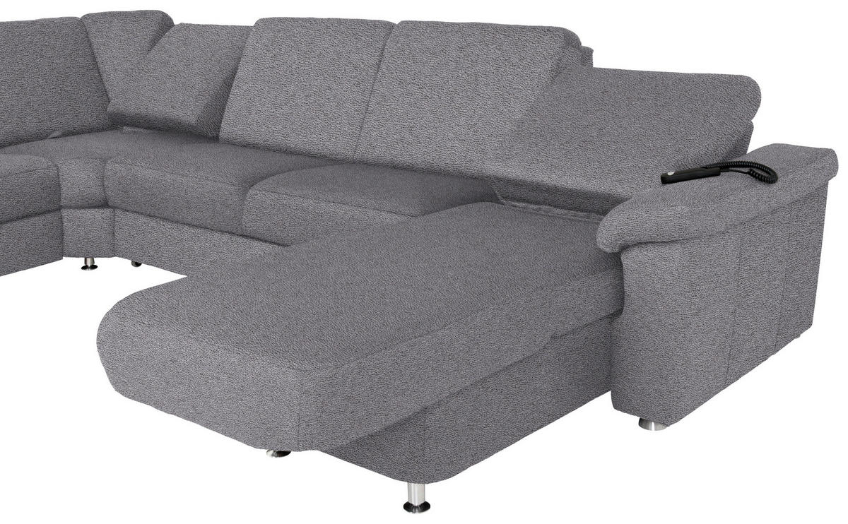 WOHNLANDSCHAFT Grau Flachgewebe  - Chromfarben/Grau, KONVENTIONELL, Textil/Metall (240/336/163cm) - Beldomo System