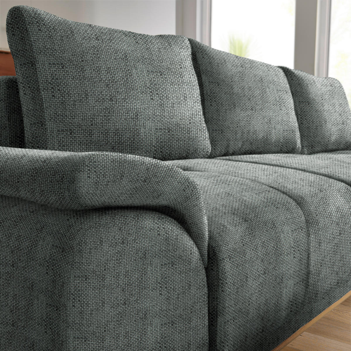 ECKSOFA in Struktur Dunkelgrau  - Dunkelgrau/Schwarz, Modern, Textil/Metall (262/168cm) - home24