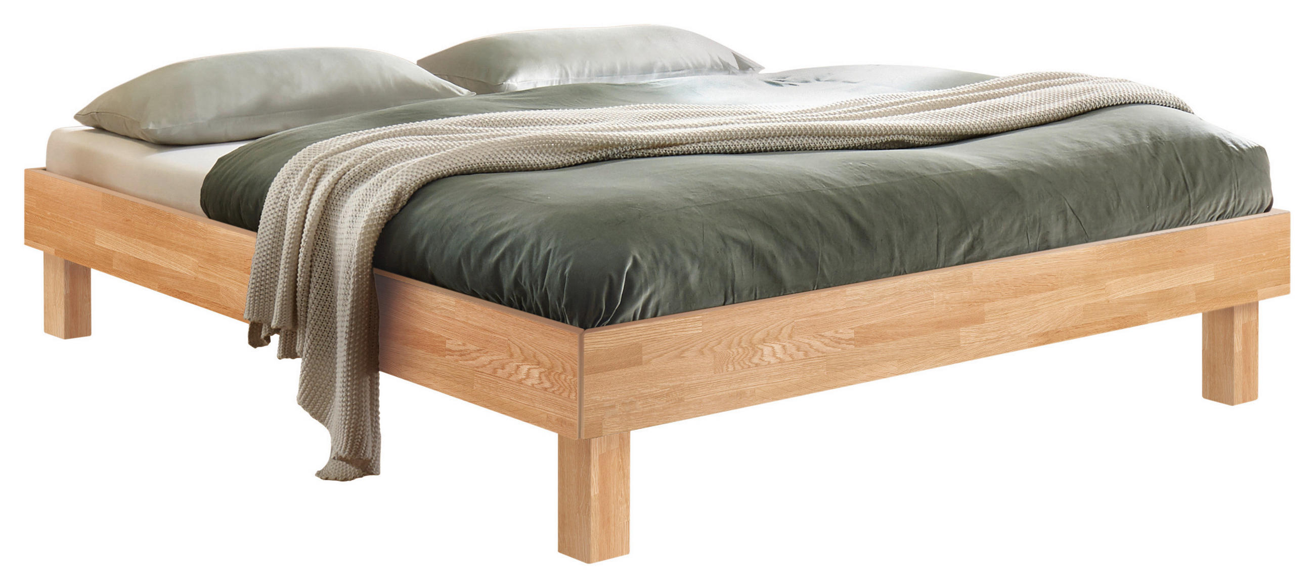 BETT 90/200 cm,  in Eiche Bianco,  - Eiche Bianco/Eichefarben, Natur, Holz (90/200cm) - Hasena