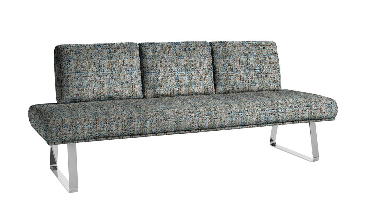 SITZBANK 224/92/78 cm  in Blau, Olivgrün  - Chromfarben/Blau, Design, Textil/Metall (224/92/78cm) - Dieter Knoll