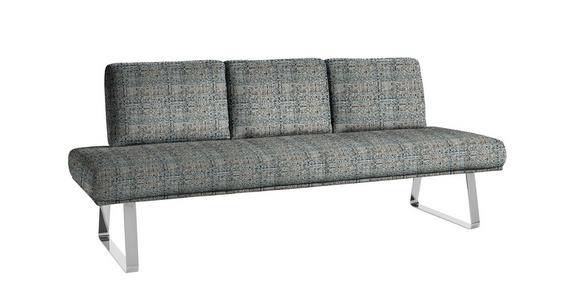SITZBANK 224/92/78 cm  in Blau, Olivgrün  - Chromfarben/Blau, Design, Textil/Metall (224/92/78cm) - Dieter Knoll