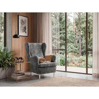 SESSEL in Jacquard, Webstoff Schwarz, Weiß  - Kaschmir/Schwarz, MODERN, Holz/Textil (78/102/98cm) - MID.YOU