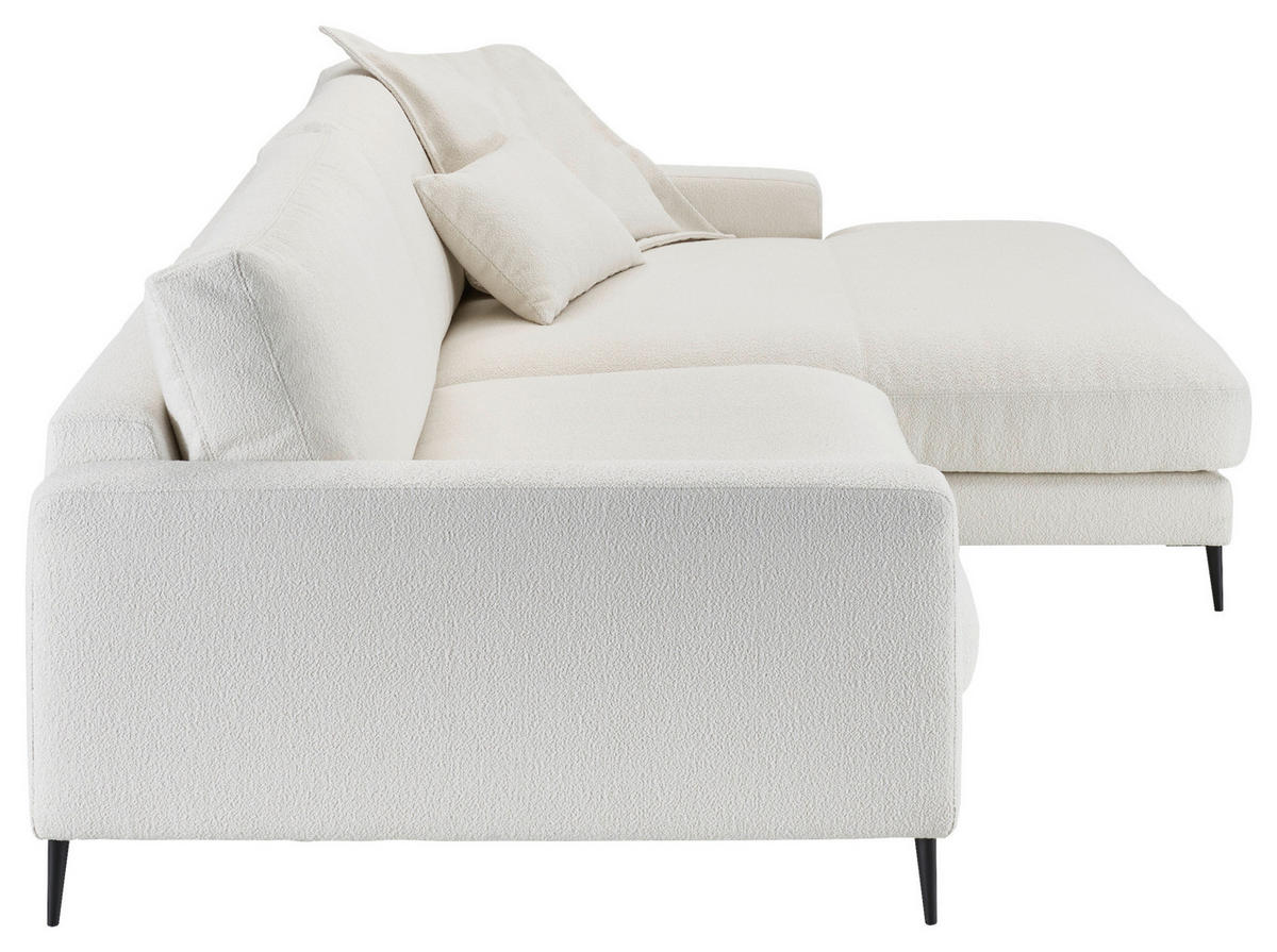 ECKSOFA in Flachgewebe Weiss  - Weiss/Schwarz, Design, Textil/Metall (272/190cm) - Lomoco