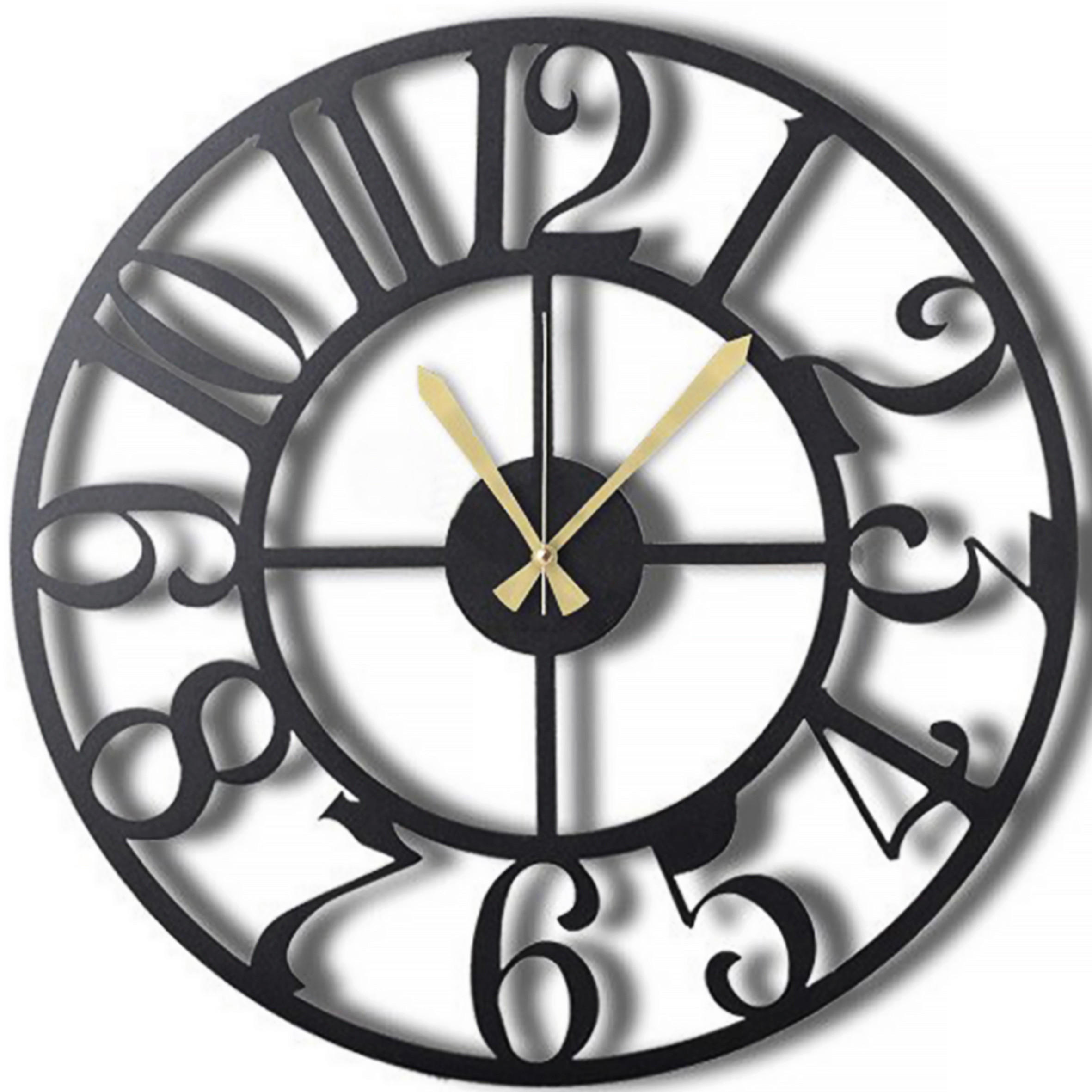 WANDUHR Schwarz 70/70/3 cm  - Schwarz, LIFESTYLE, Metall (70/70/3cm)