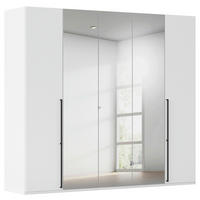 DREHTÜRENSCHRANK 251/235/61 cm,  in Weiß, 5-türig  - Chromfarben/Schwarz, Basics, Glas/Holzwerkstoff (251/235/61cm) - Novel