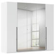 DREHTÜRENSCHRANK 251/235/61 cm,  in Weiß, 5-türig  - Chromfarben/Schwarz, Basics, Glas/Holzwerkstoff (251/235/61cm) - Novel