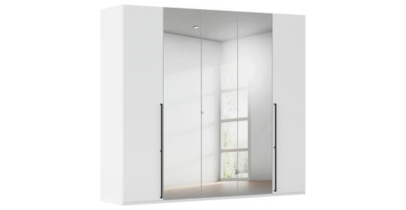 DREHTÜRENSCHRANK 251/235/61 cm,  in Weiß, 5-türig  - Chromfarben/Schwarz, Basics, Glas/Holzwerkstoff (251/235/61cm) - Novel